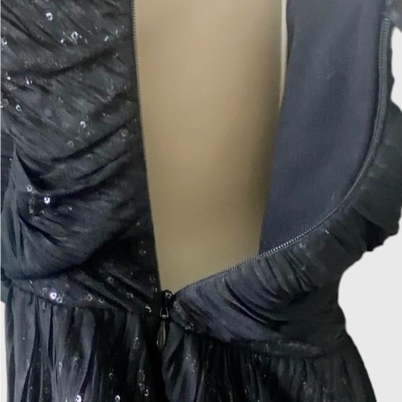Express Women’s Strapless Sequined Dress 12 Black Silver Semi-Sheer Knee Length - Picture 6 of 14